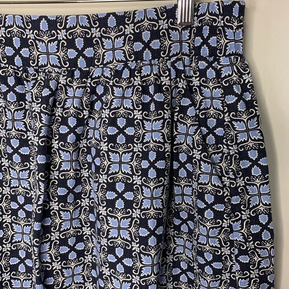 Ann Taylor Loft Outlet Skirt Size Medium Linen Blend Blue Floral Spring Beach - Picture 2 of 7